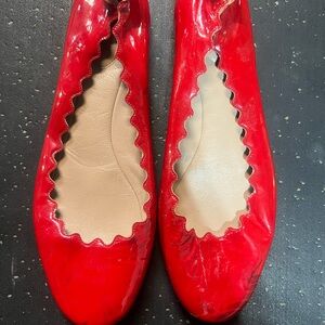 Chloe Red Scalloped Flats